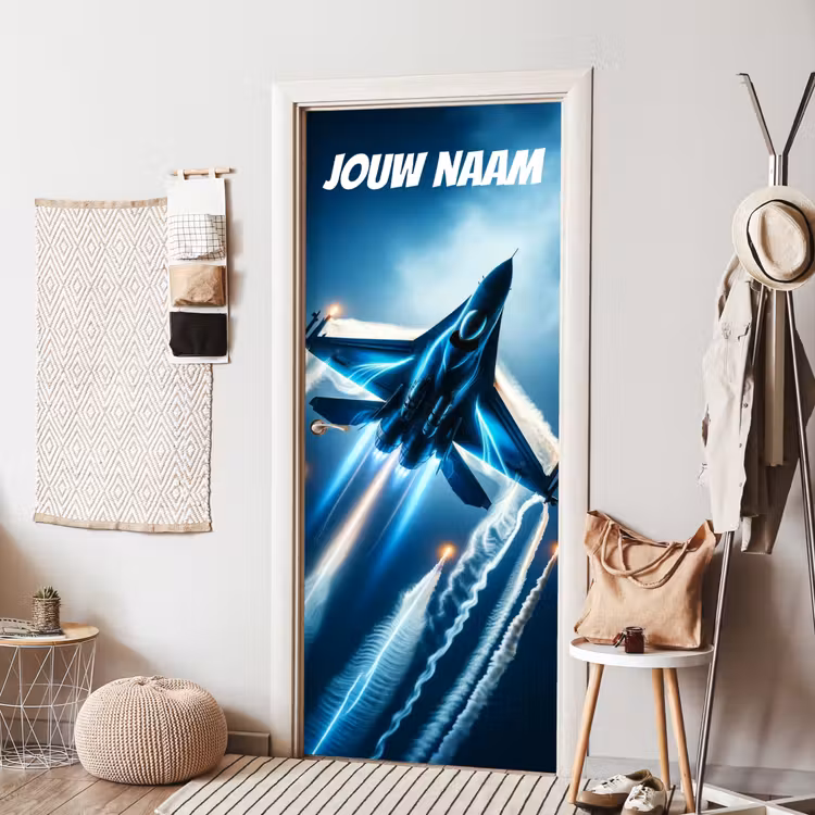 Deursticker met naam - Straaljager - Lichtsporen - Raketten — 8