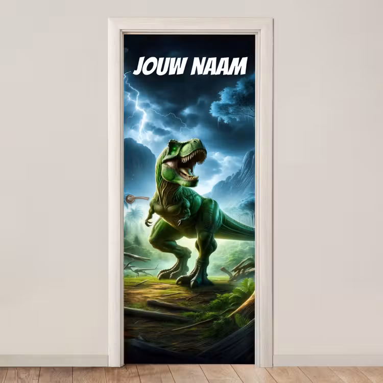 Deursticker met naam - T-rex - Jungle - Bliksem — 1