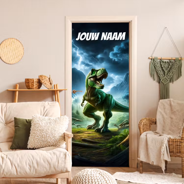 Deursticker met naam - T-rex - Jungle - Bliksem — 4