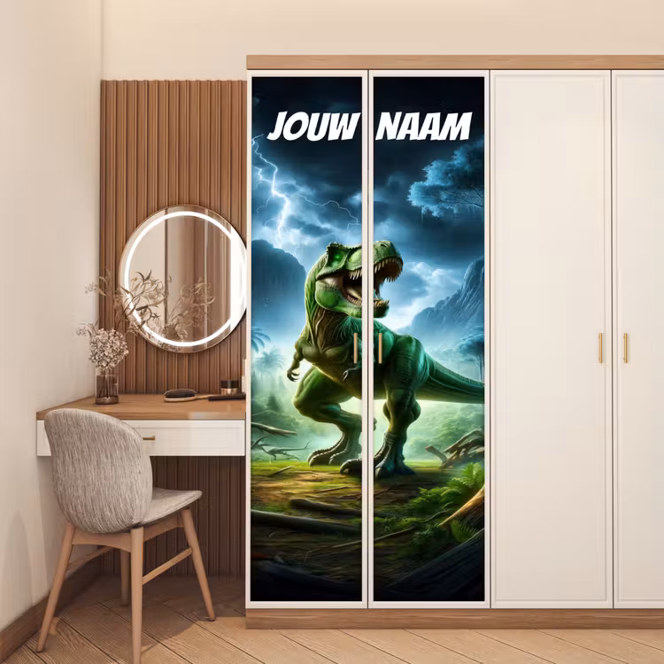 Deursticker met naam - T-rex - Jungle - Bliksem — 5