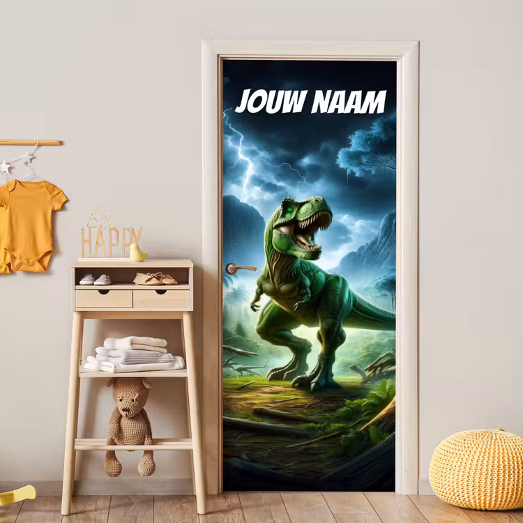 Deursticker met naam - T-rex - Jungle - Bliksem — 6