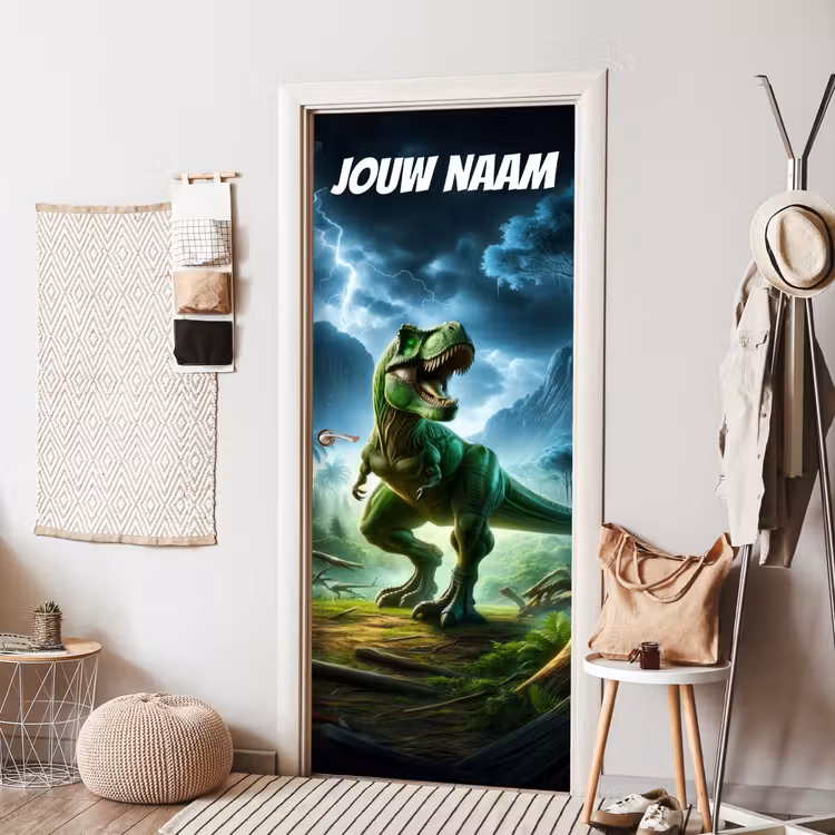 Deursticker met naam - T-rex - Jungle - Bliksem — 8
