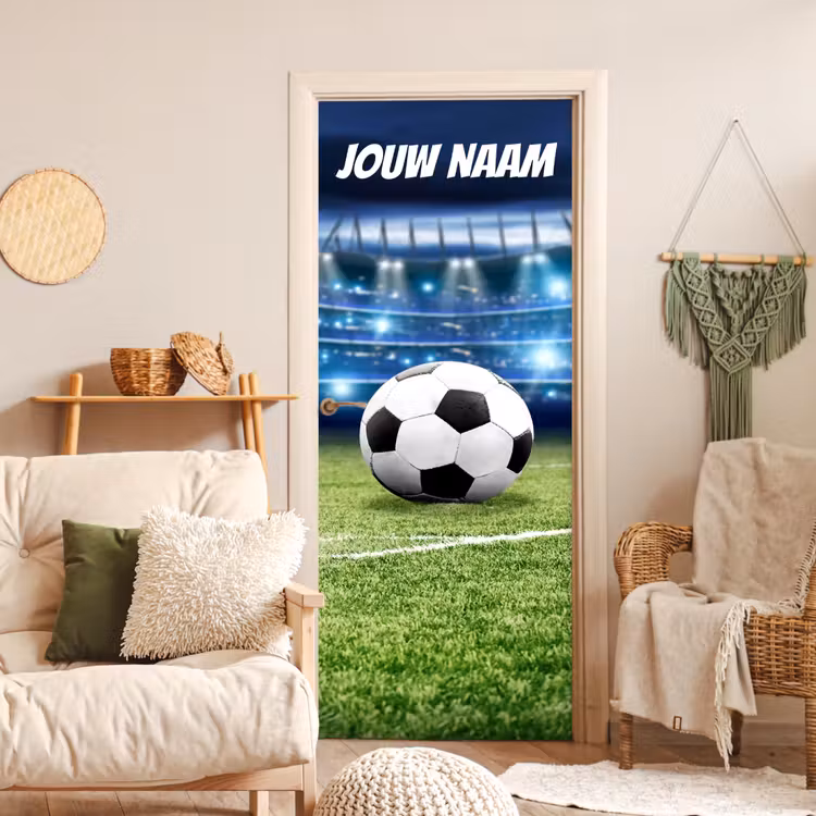 Deursticker met naam - Voetbal- Grasveld - Stadion — 4