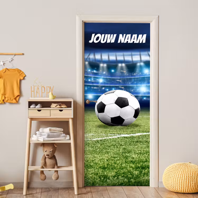 Deursticker met naam - Voetbal- Grasveld - Stadion — 6