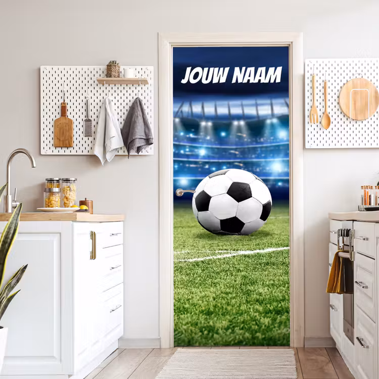 Deursticker met naam - Voetbal- Grasveld - Stadion — 7