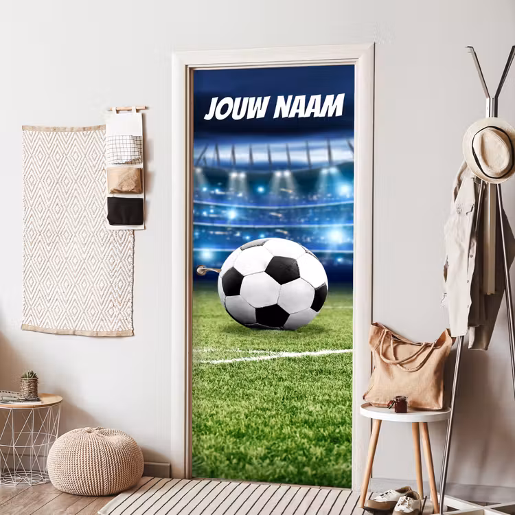 Deursticker met naam - Voetbal- Grasveld - Stadion — 8