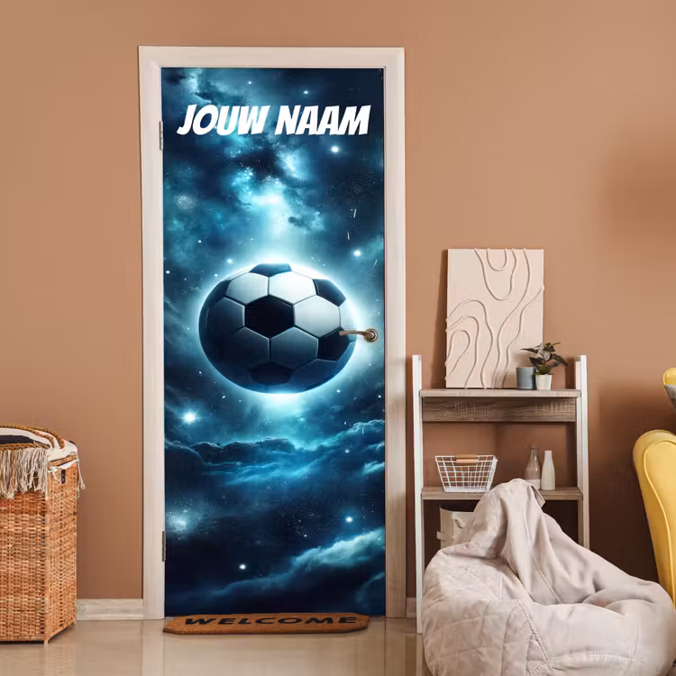 Deursticker met naam - Voetbal - Ruimte - Sterren — 2
