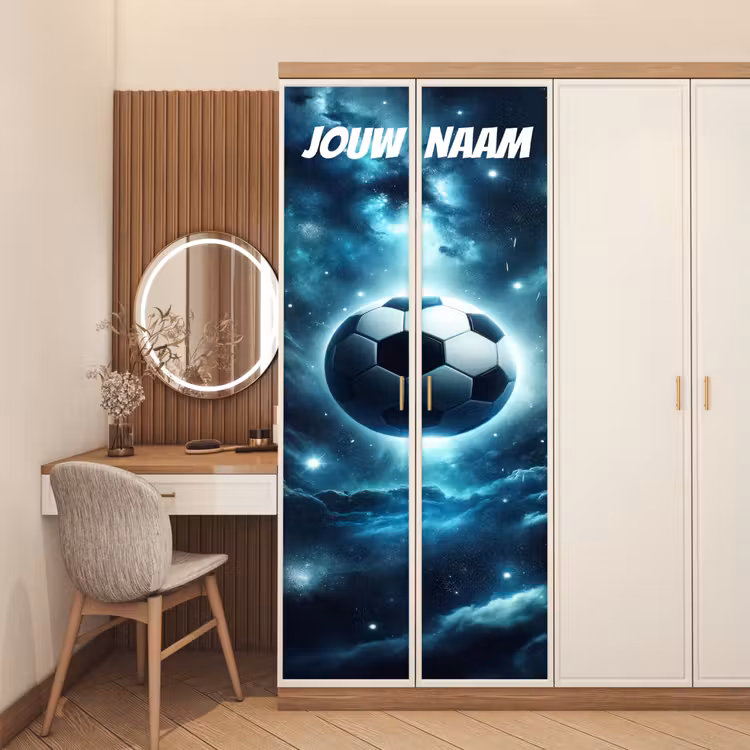 Deursticker met naam - Voetbal - Ruimte - Sterren — 5