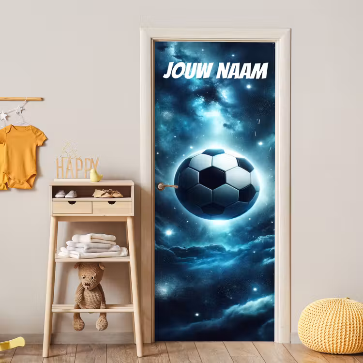 Deursticker met naam - Voetbal - Ruimte - Sterren — 6