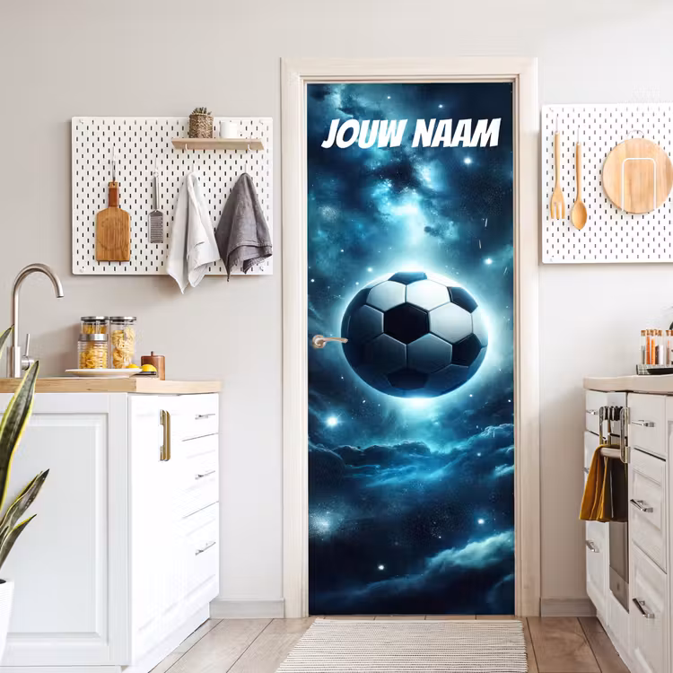 Deursticker met naam - Voetbal - Ruimte - Sterren — 7