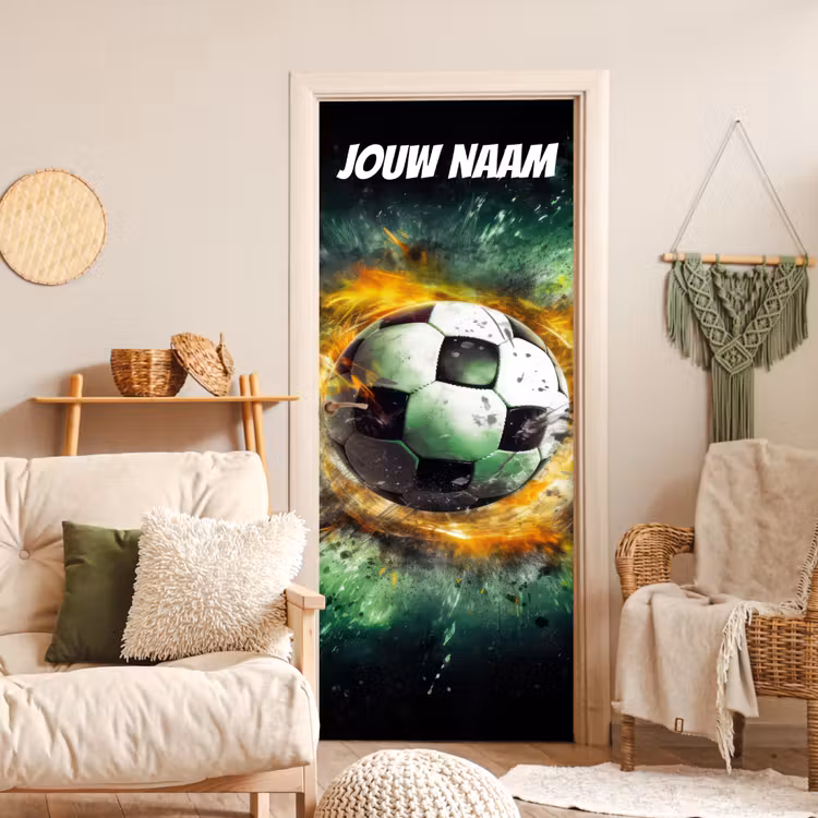 Deursticker met naam - Voetbal - Vlammen - Explosief — 4