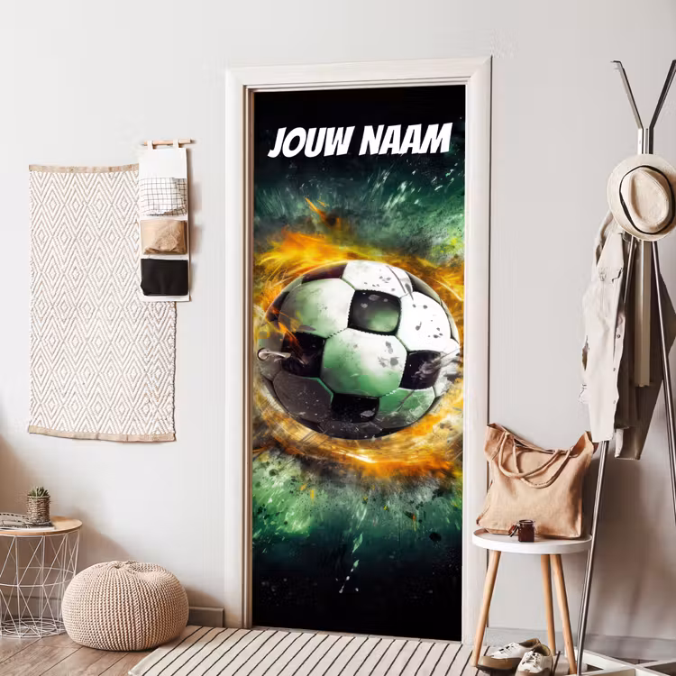 Deursticker met naam - Voetbal - Vlammen - Explosief — 8