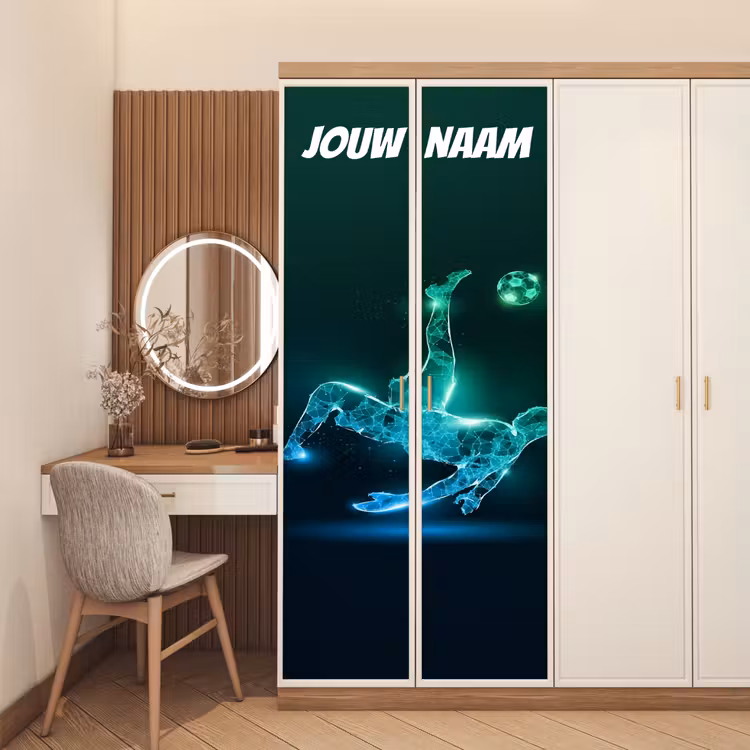 Deursticker met naam - Voetballer - Bal - Neon — 5
