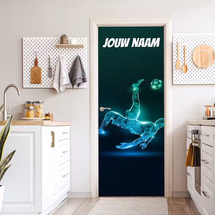 Deursticker met naam - Voetballer - Bal - Neon — 7
