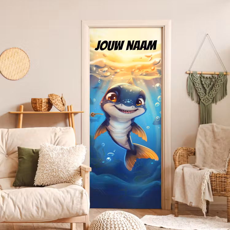 Deursticker met naam - Vrolijk - Dolfijn - Water — 4