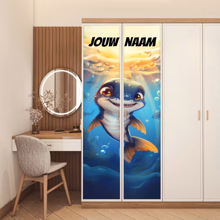 Deursticker met naam - Vrolijk - Dolfijn - Water — 5