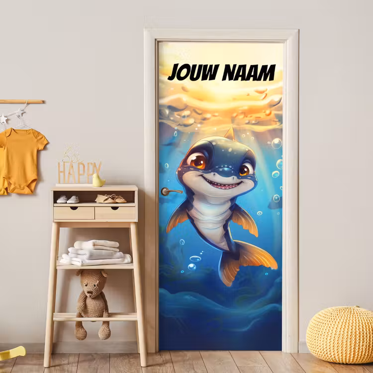 Deursticker met naam - Vrolijk - Dolfijn - Water — 6