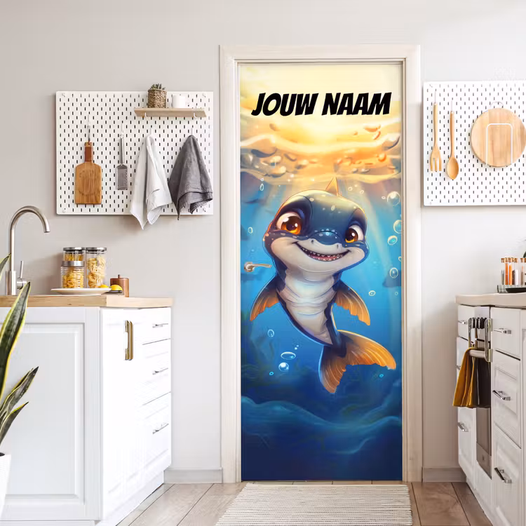 Deursticker met naam - Vrolijk - Dolfijn - Water — 7