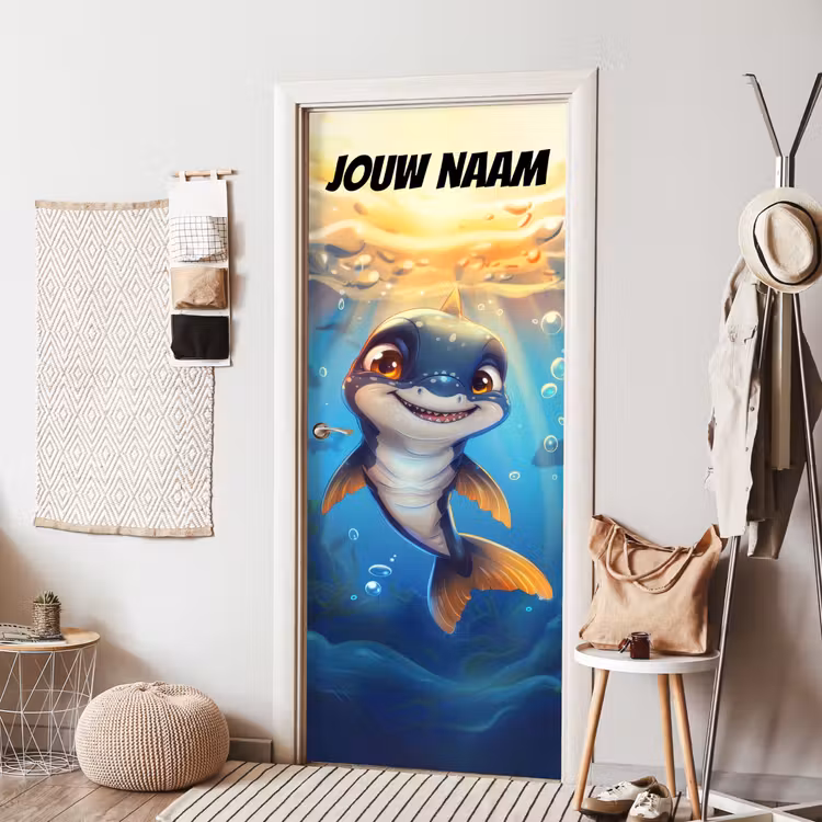 Deursticker met naam - Vrolijk - Dolfijn - Water — 8