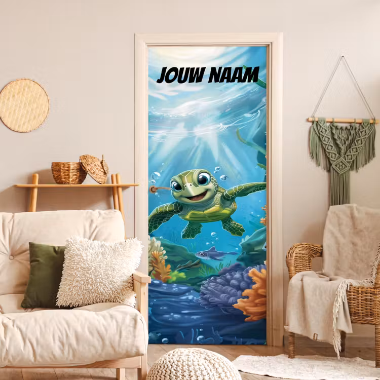 Deursticker met naam - Zeeschildpad - Water - Groen — 4