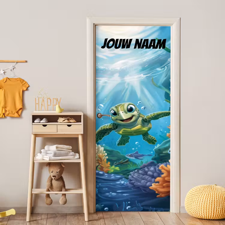 Deursticker met naam - Zeeschildpad - Water - Groen — 6