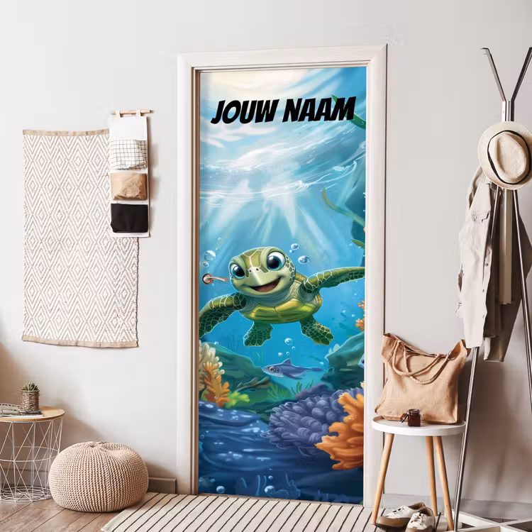 Deursticker met naam - Zeeschildpad - Water - Groen — 8