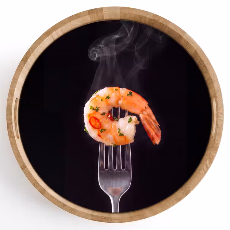 Dienblad - Eten - Garnaal - Vork — 1