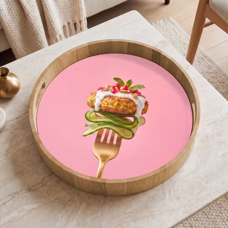 Dienblad - Eten - Vork - Roze — 2