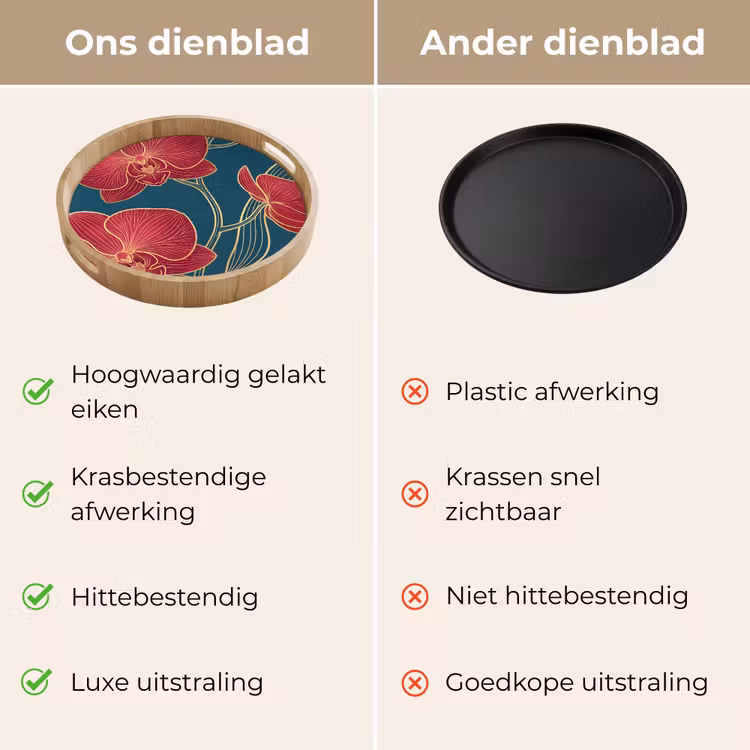 Dienblad - Bloemen - Rood - Goud — 3