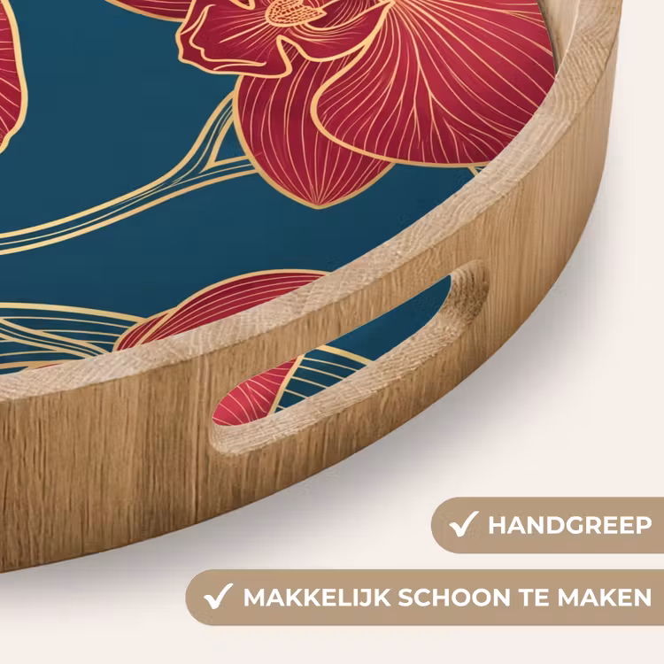 Dienblad - Bloemen - Rood - Goud — 5