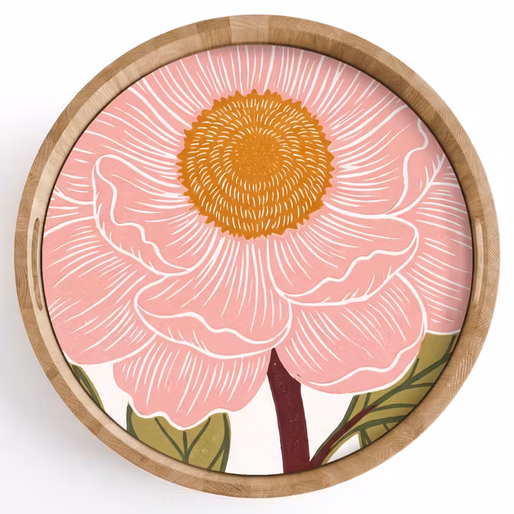 Dienblad - Bloemen - Roze - Illustratie — 1