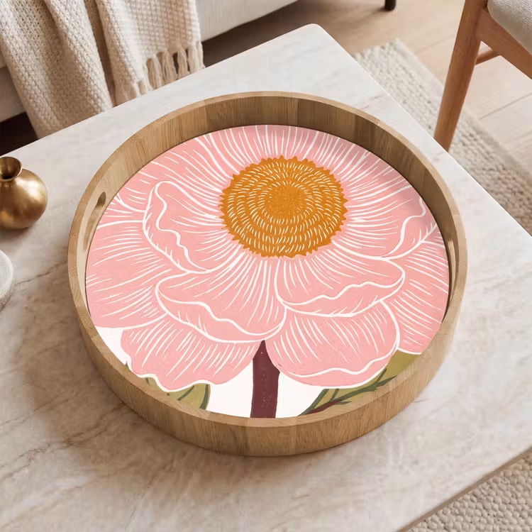 Dienblad - Bloemen - Roze - Illustratie — 2