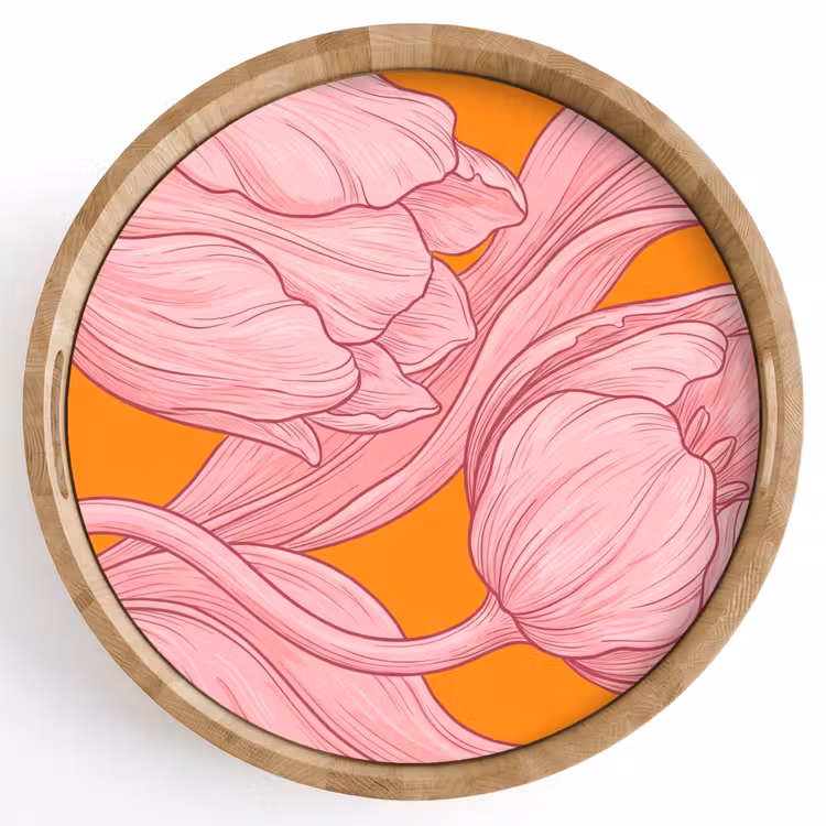 Dienblad - Roze bloemen - Modern — 1