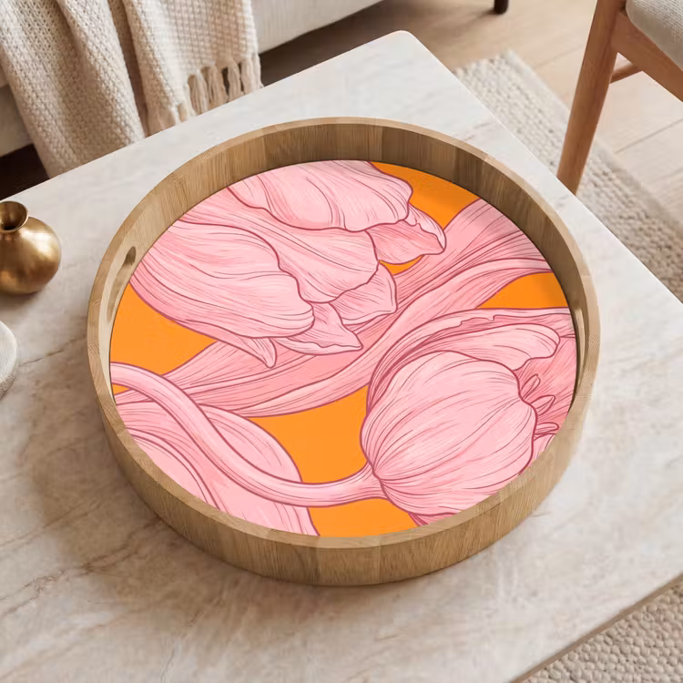 Dienblad - Roze bloemen - Modern — 2