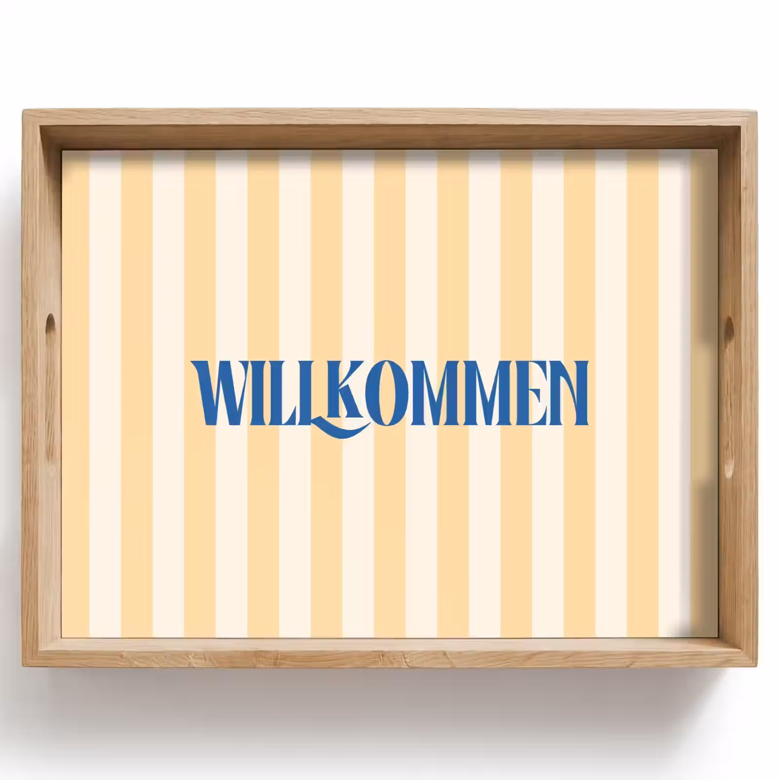 Dienblad - Blauw - Geel - Strepen - Willkommen — 1