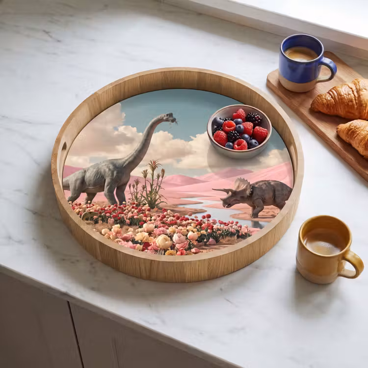 Dienblad - Dinosaurus - Roze - Landschap — 4