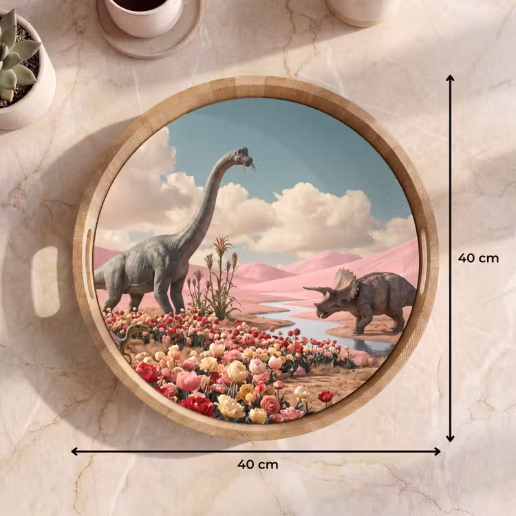 Dienblad - Dinosaurus - Roze - Landschap — 9
