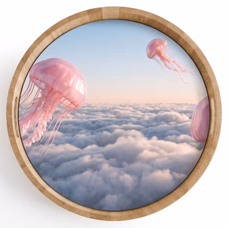 Dienblad - Roze dier - Wolken — 1