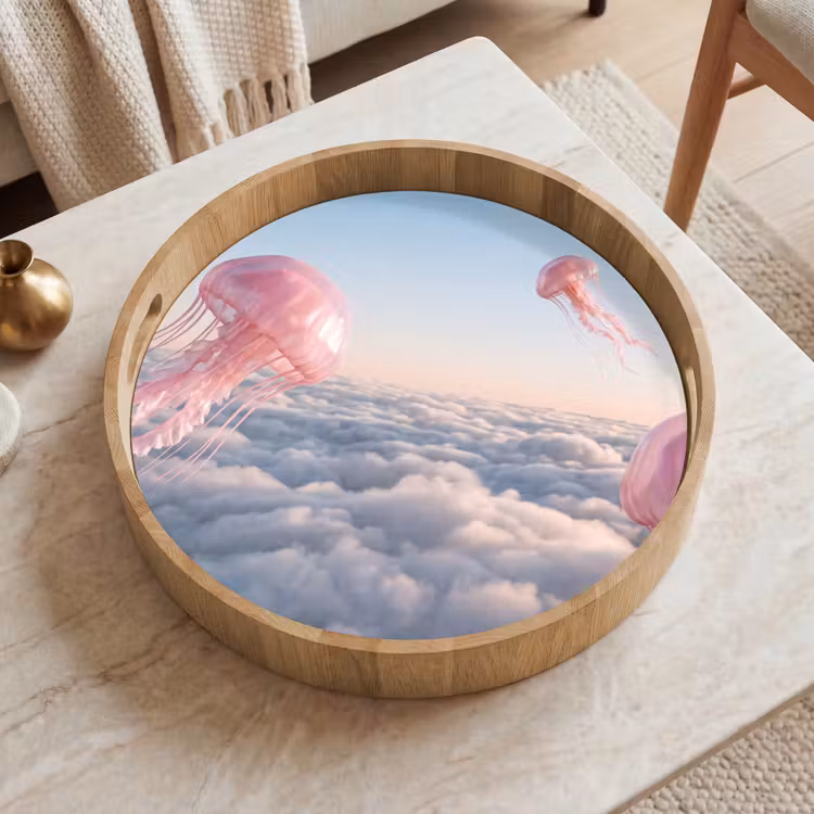 Dienblad - Roze dier - Wolken — 2