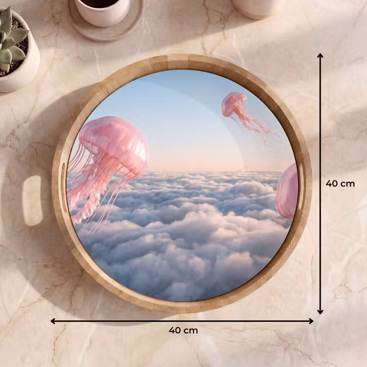 Dienblad - Roze dier - Wolken — 9