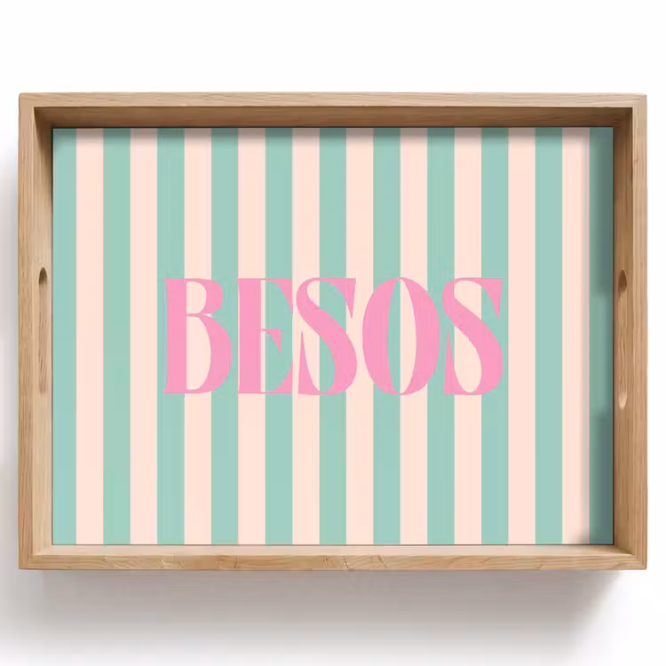 Dienblad - Roze - Groen - Strepen - Besos — 1