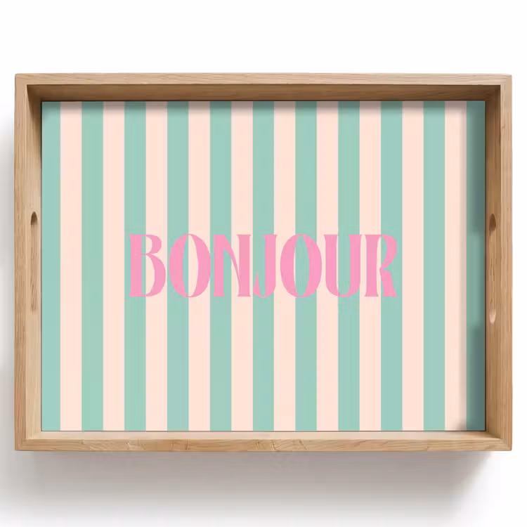 Dienblad - Roze - Groen - Strepen - Bonjour — 1