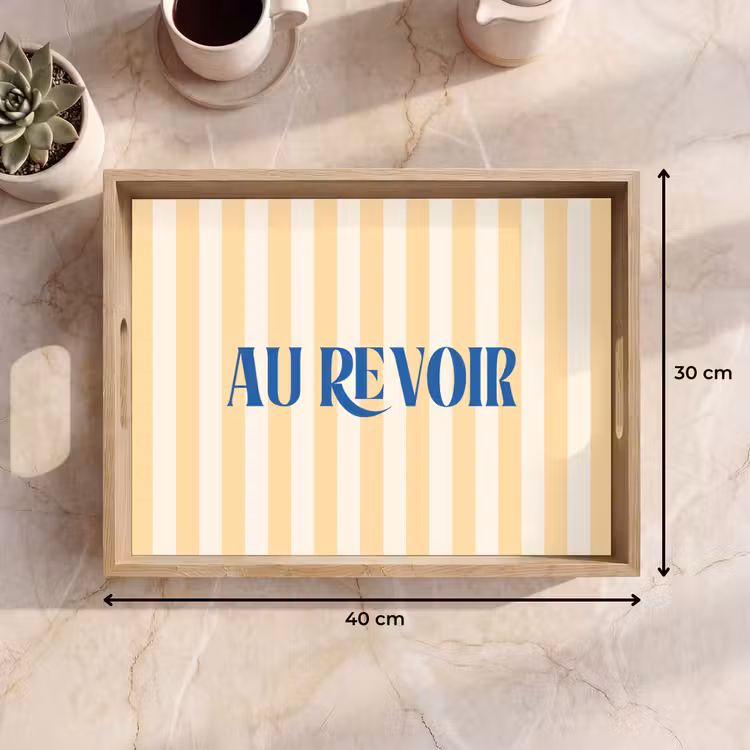 Dienblad - Blauw - Geel - Strepen - Au revoir — 9