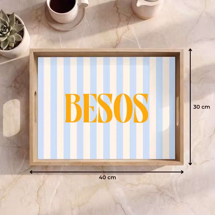 Dienblad - Oranje - Blauw - Strepen - Besos — 9