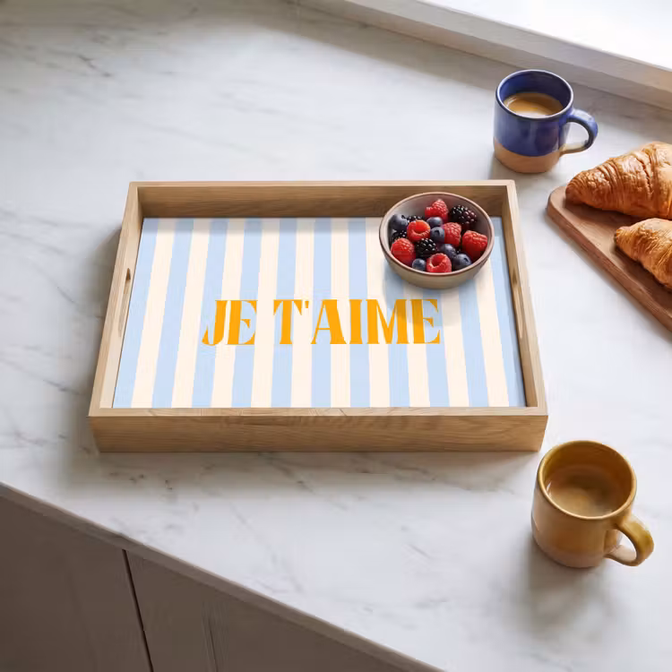 Dienblad - Oranje - Blauw - Strepen - Je t'aime — 4