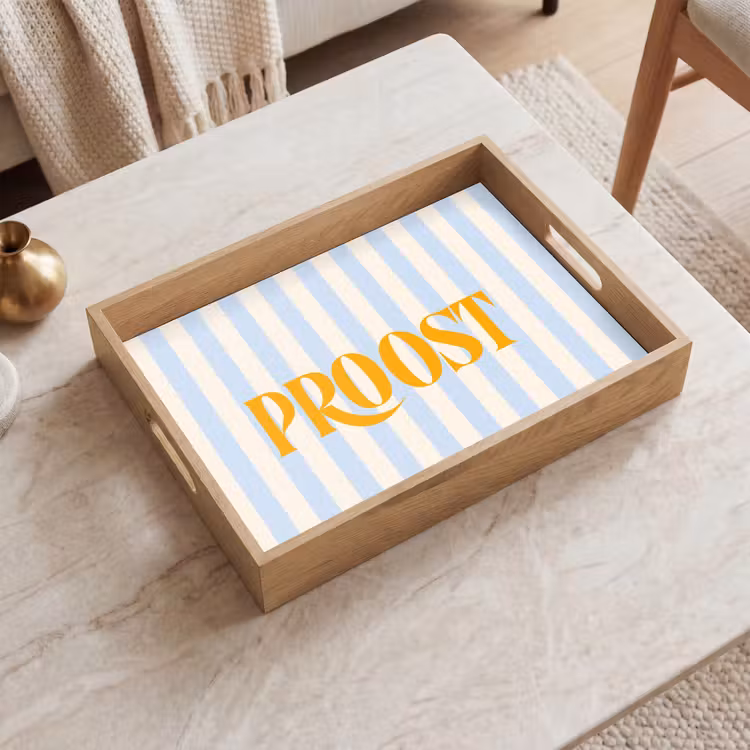 Dienblad - Oranje - Blauw - Strepen - Proost — 2