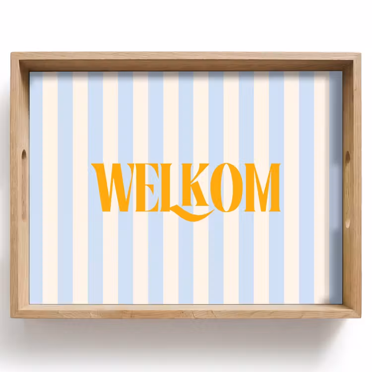 Dienblad - Oranje - Blauw - Strepen - Welkom — 1