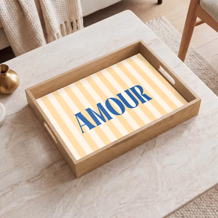 Dienblad - Blauw - Geel - Strepen - Amour — 2