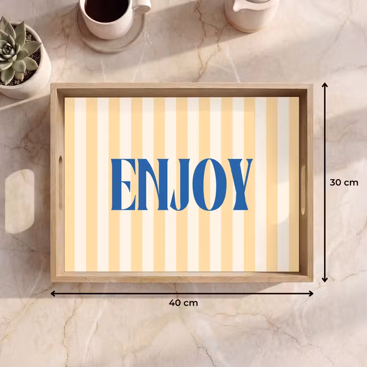 Dienblad - Blauw - Geel - Strepen - Enjoy — 9