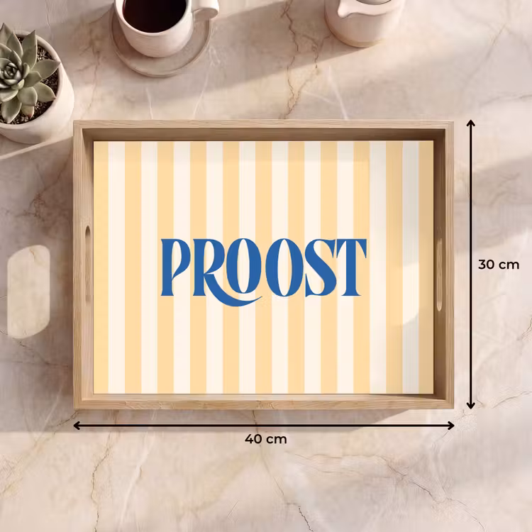 Dienblad - Blauw - Geel - Strepen - Proost — 9